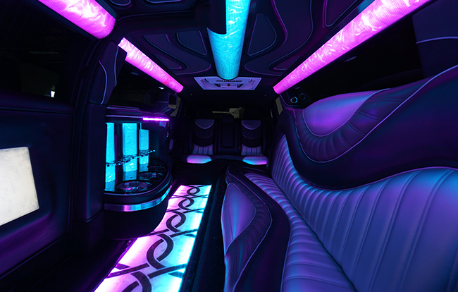 intimate limo with mood lighting