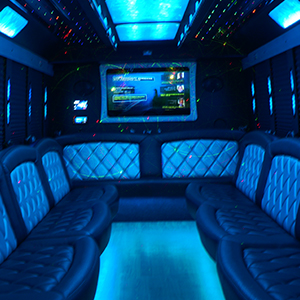 interior of a party bus Kansas City MO