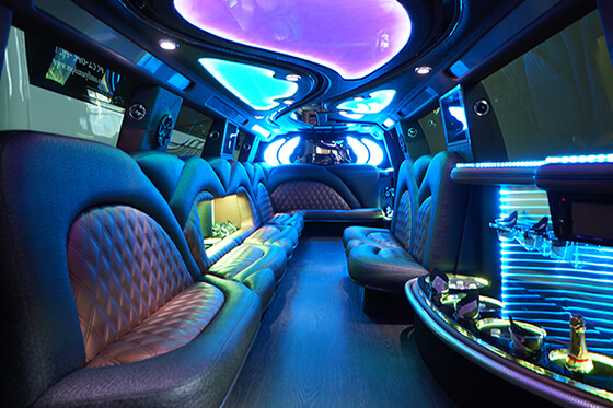limo bus with party lights